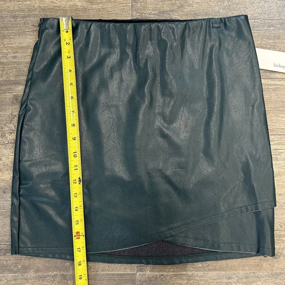 BISHOP + YOUNG Anthropologie VEGAN LEATHER Mini Skirt Black/Jade NWT - Picture 9 of 10